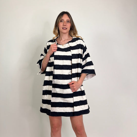 DOLCE & GABBANA Completo rigato bianco e nero damascato