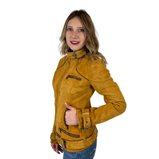 DON DUP Giacca giubbino in renna giallo ocra