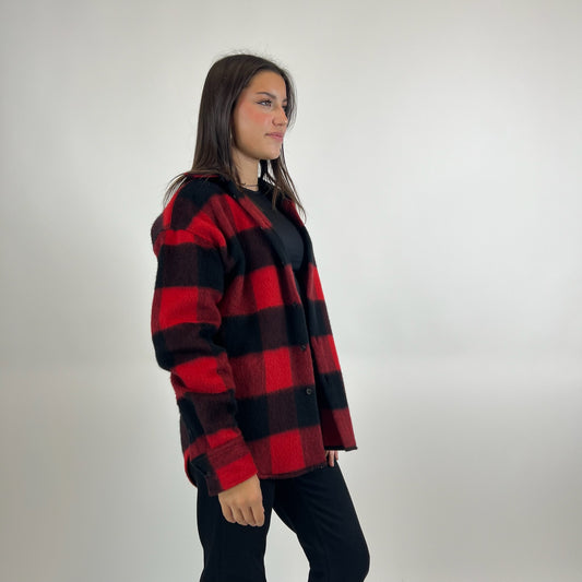 DSQUARED Giacca camicia in lana check rosso