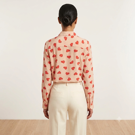 EQUIPMENT Camicia in seta nude con cuori fragola