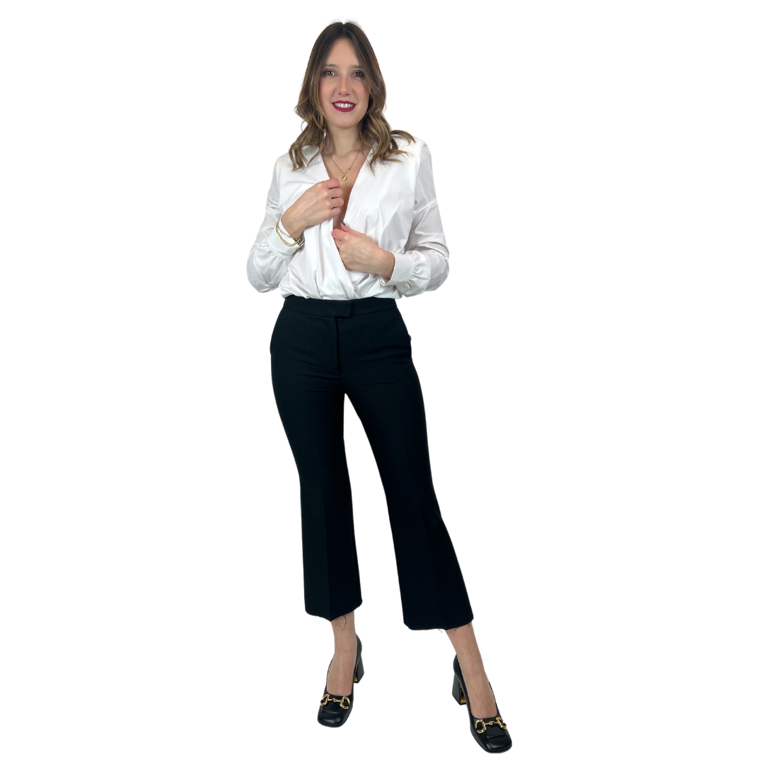 ELISABETTA FRANCHI Camicia body bianca scollo a v