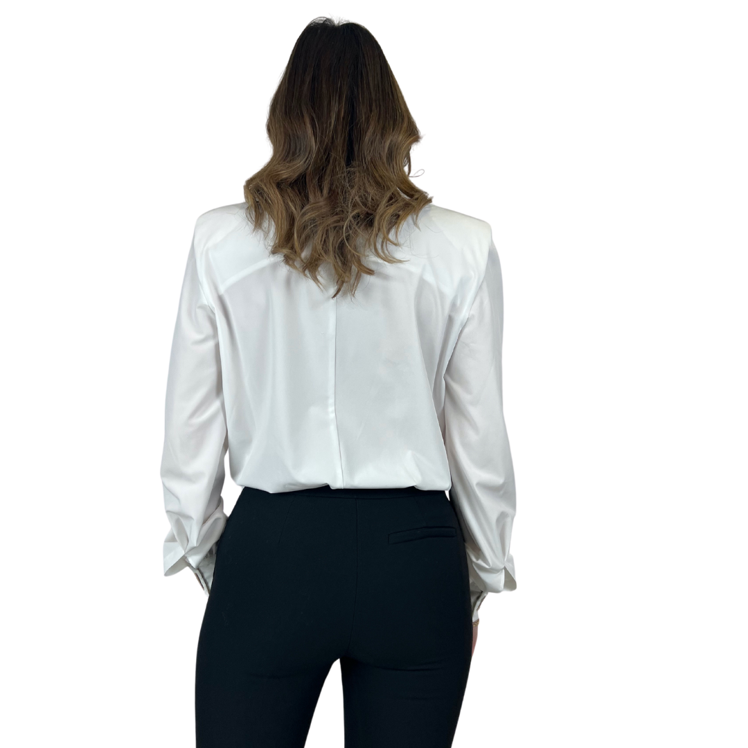 ELISABETTA FRANCHI Camicia body bianca scollo a v