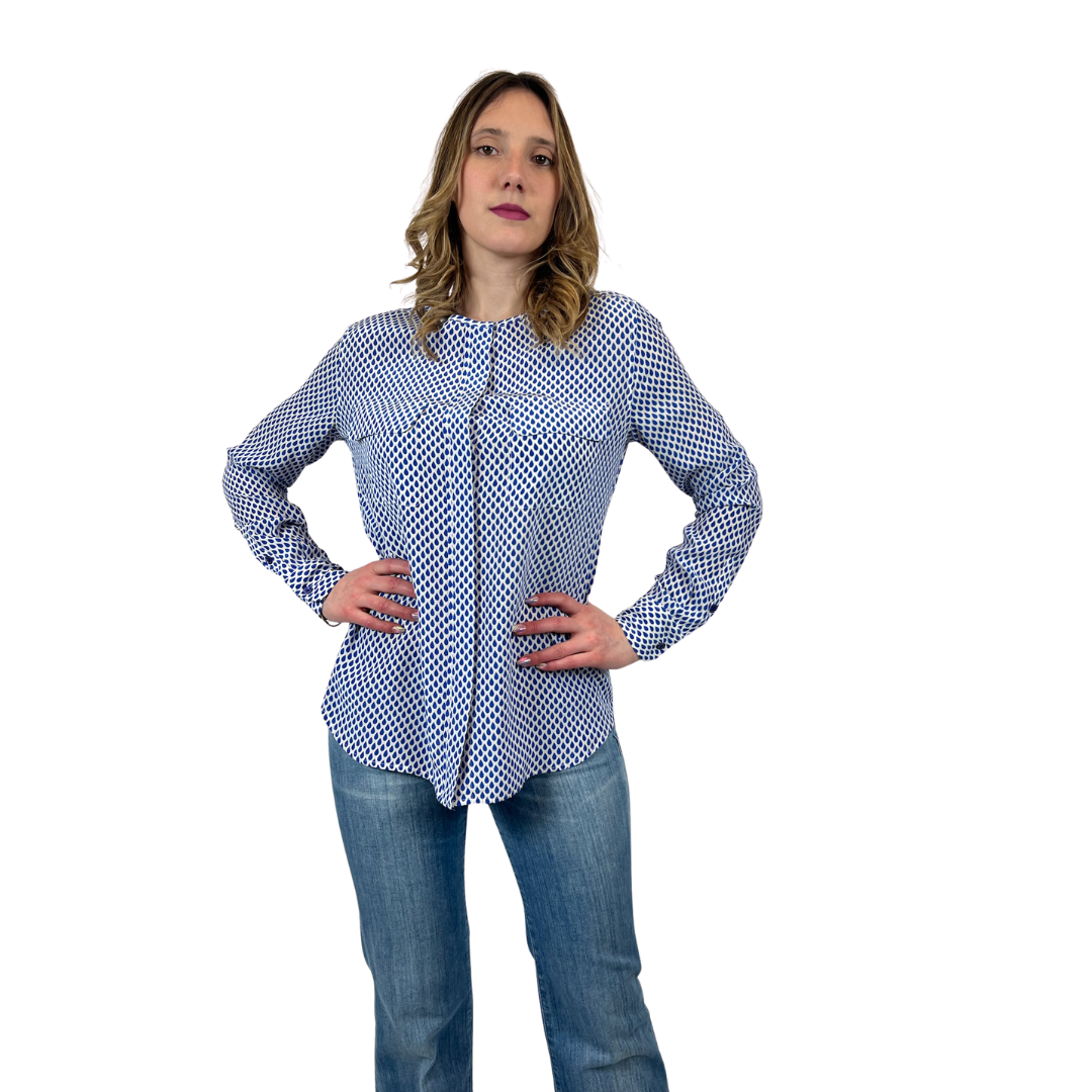 EQUIPEMENT Camicia in seta con gocce blu