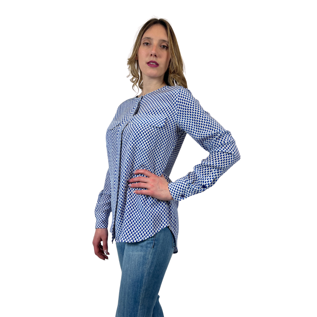 EQUIPEMENT Camicia in seta con gocce blu