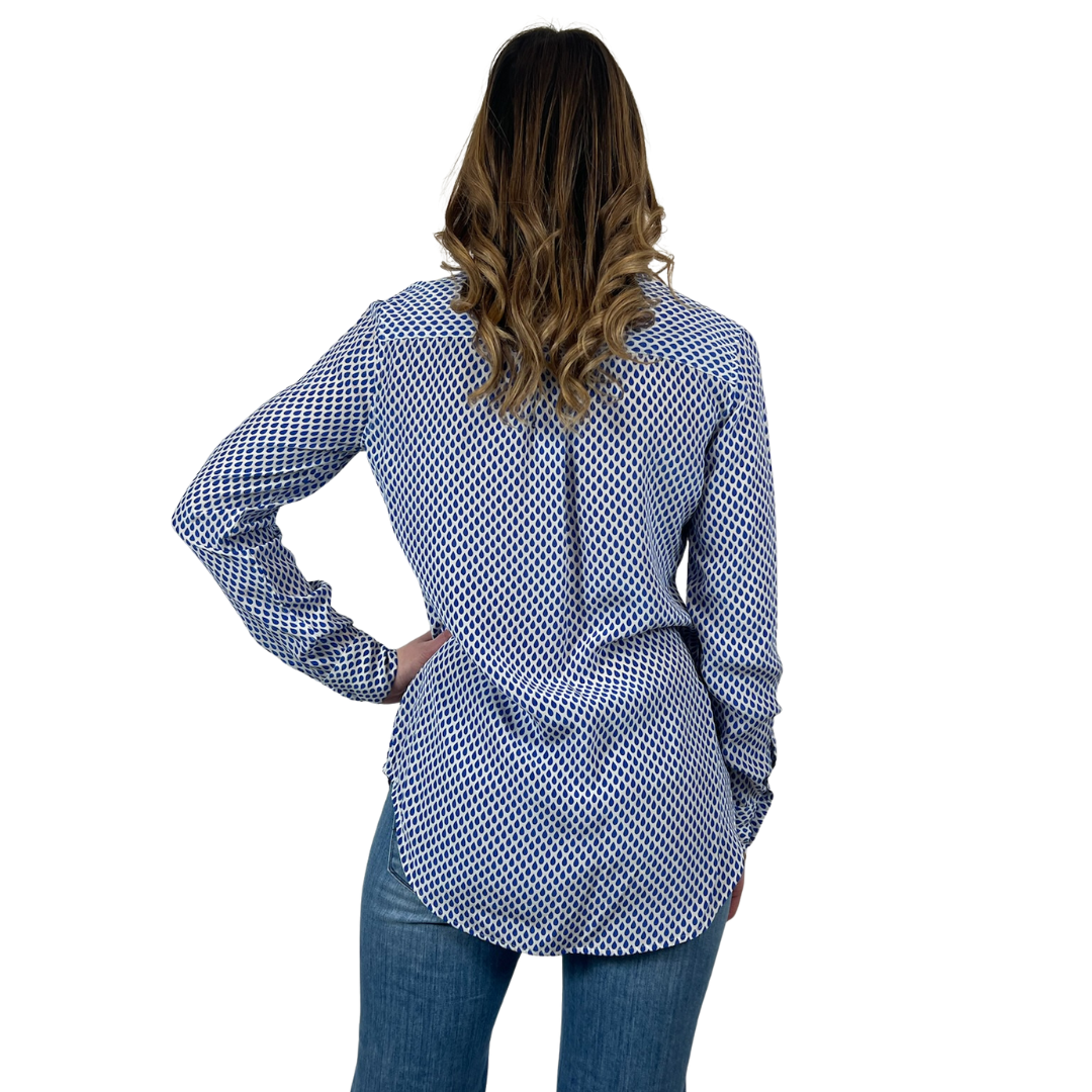 EQUIPEMENT Camicia in seta con gocce blu