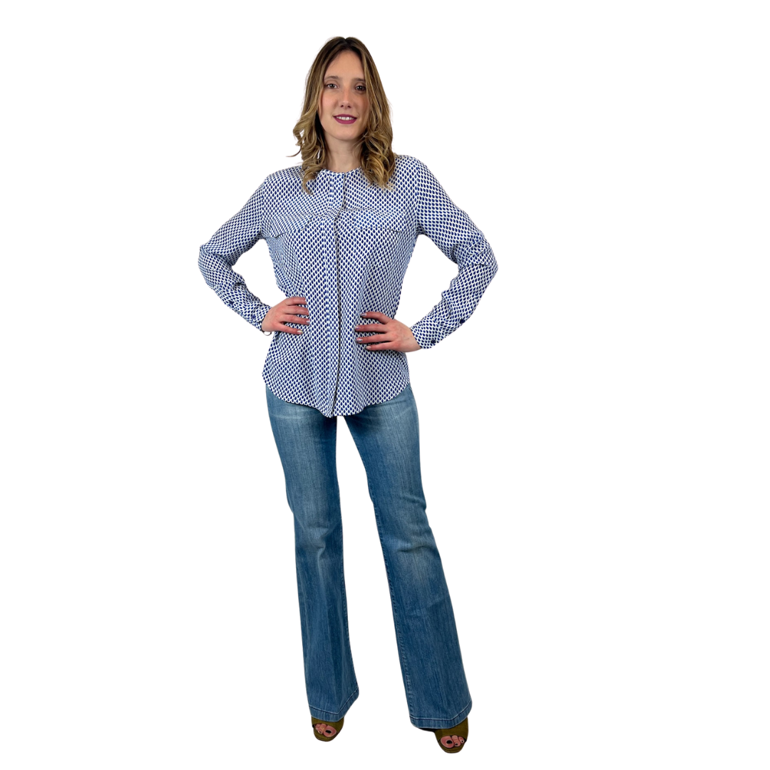EQUIPEMENT Camicia in seta con gocce blu