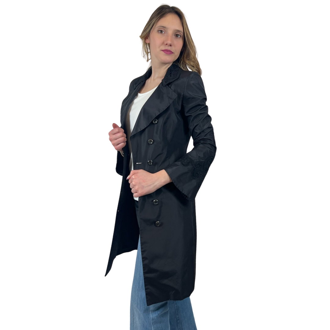 ERMANNO SCERVINO Soprabito in seta nero con ricami