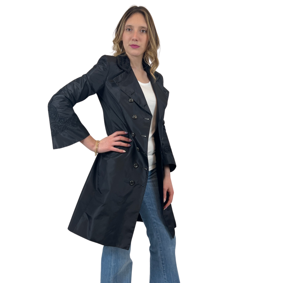 ERMANNO SCERVINO Soprabito in seta nero con ricami