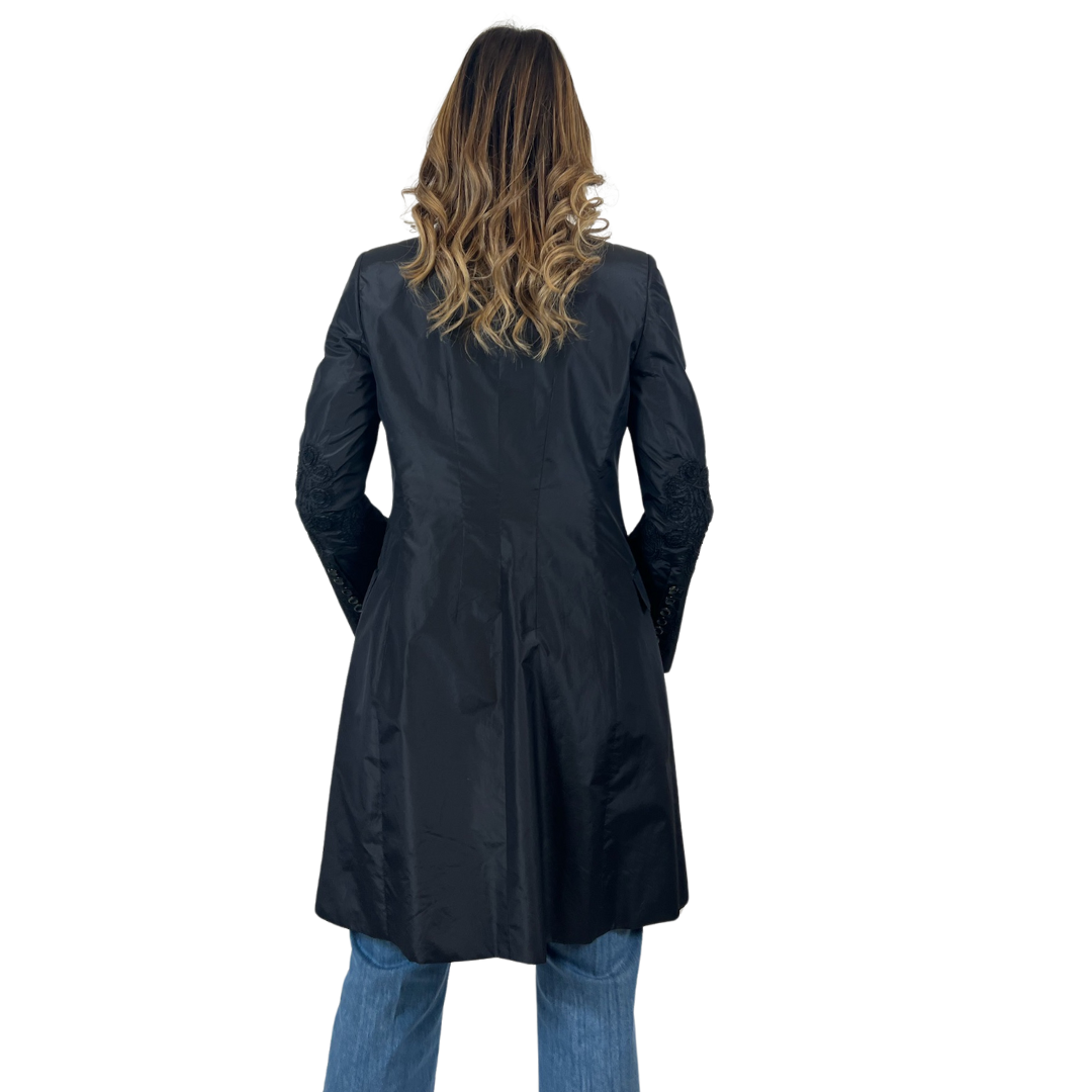 ERMANNO SCERVINO Soprabito in seta nero con ricami