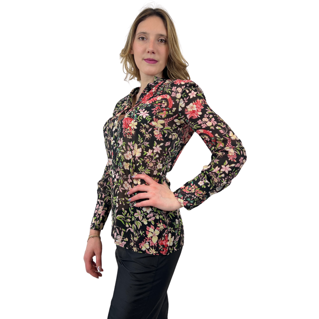 ETRO Camicia fiorata in seta nera