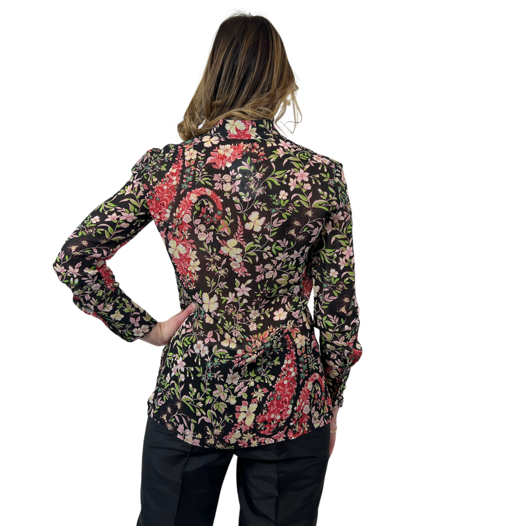 ETRO Camicia fiorata in seta nera