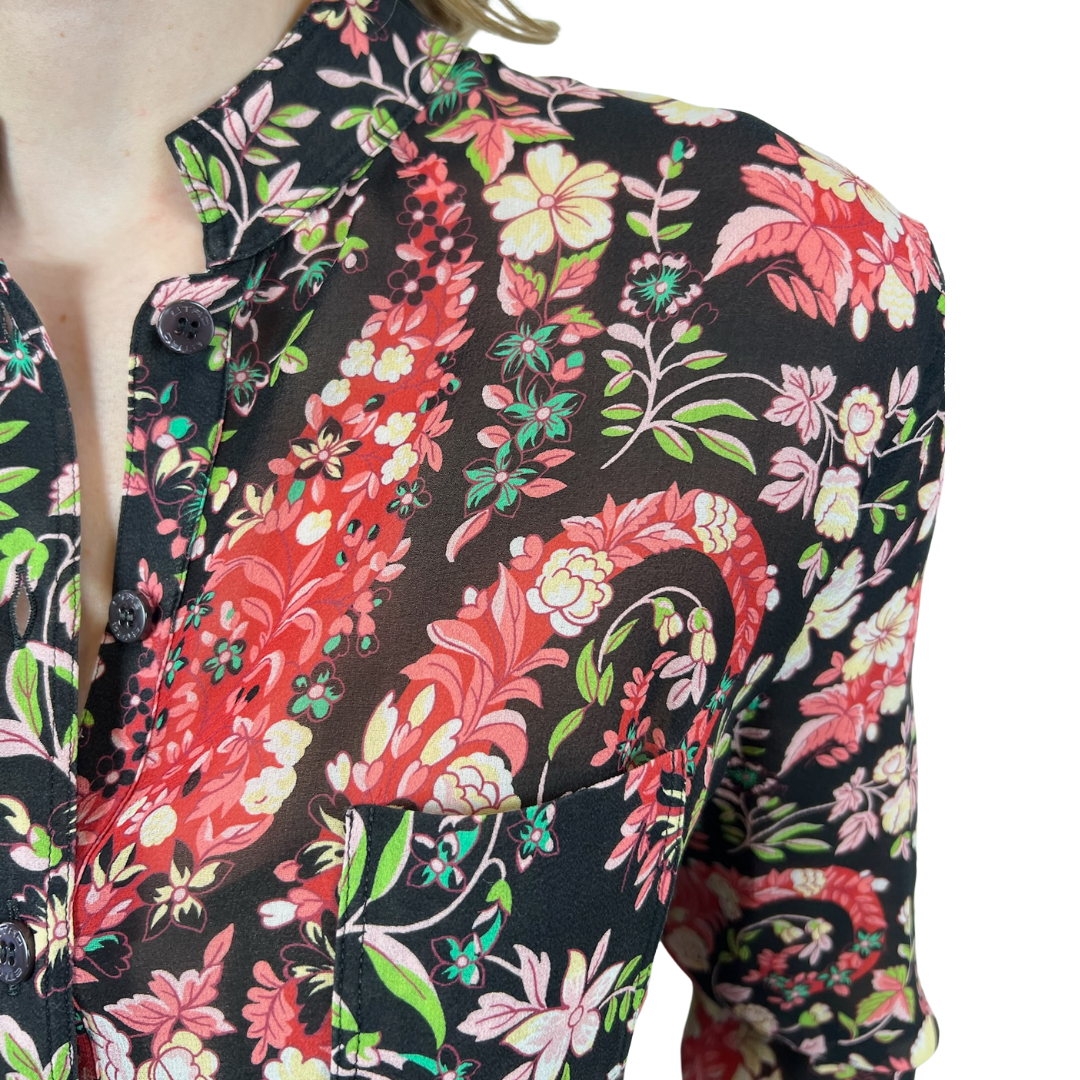 ETRO Camicia fiorata in seta nera