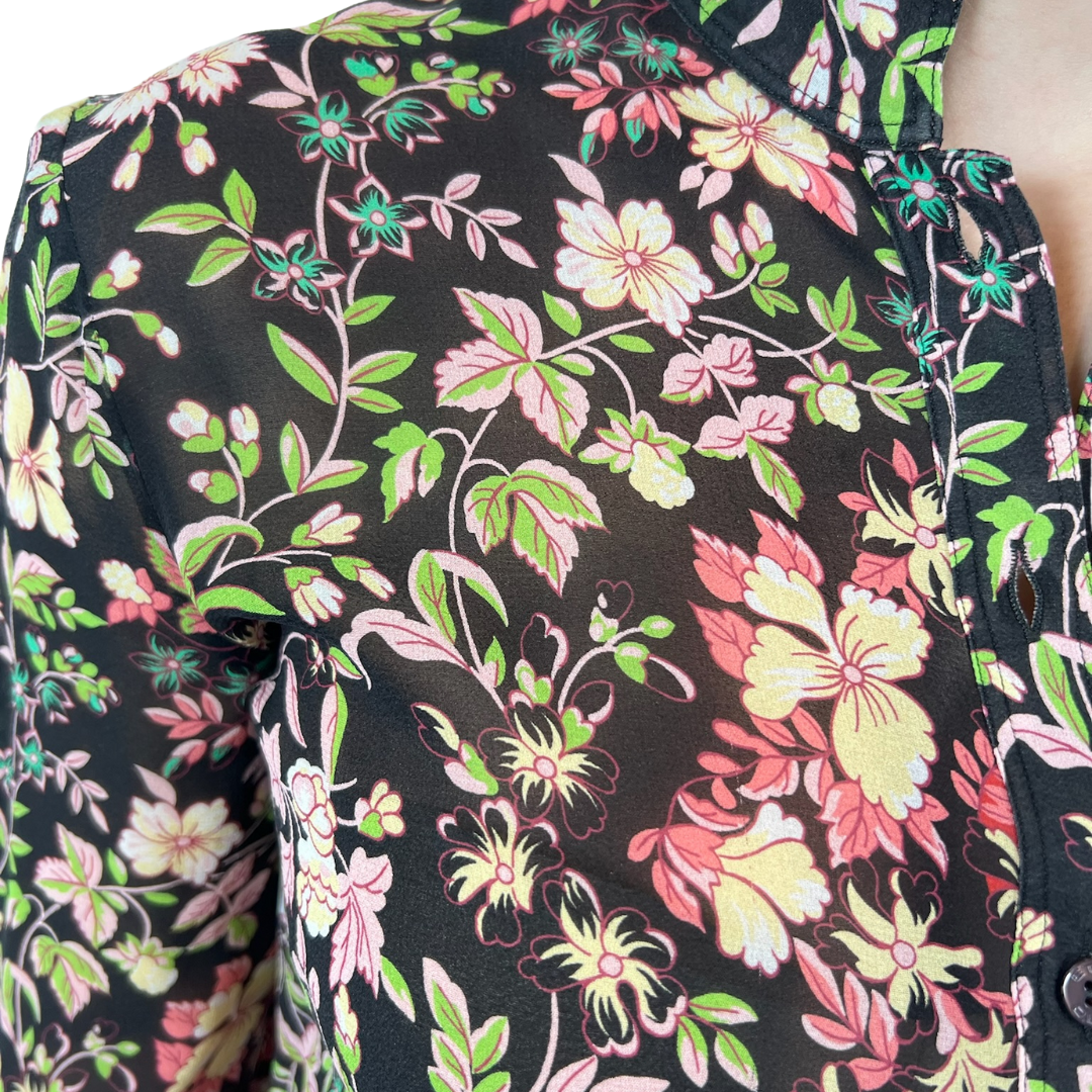 ETRO Camicia fiorata in seta nera