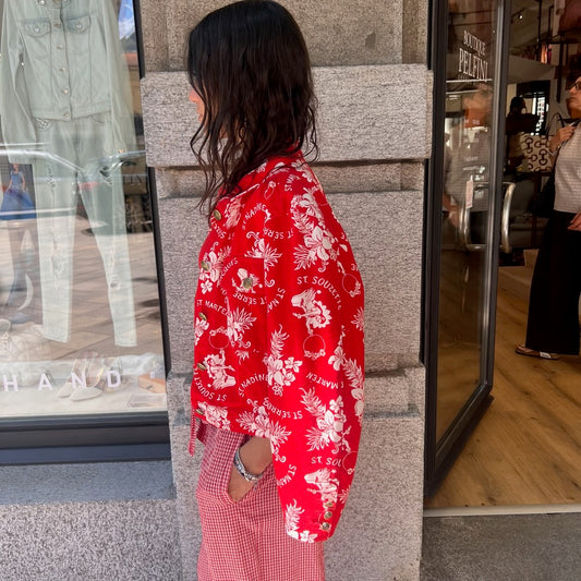 MARELLA Giacca in jeans rossa con stampa bianca