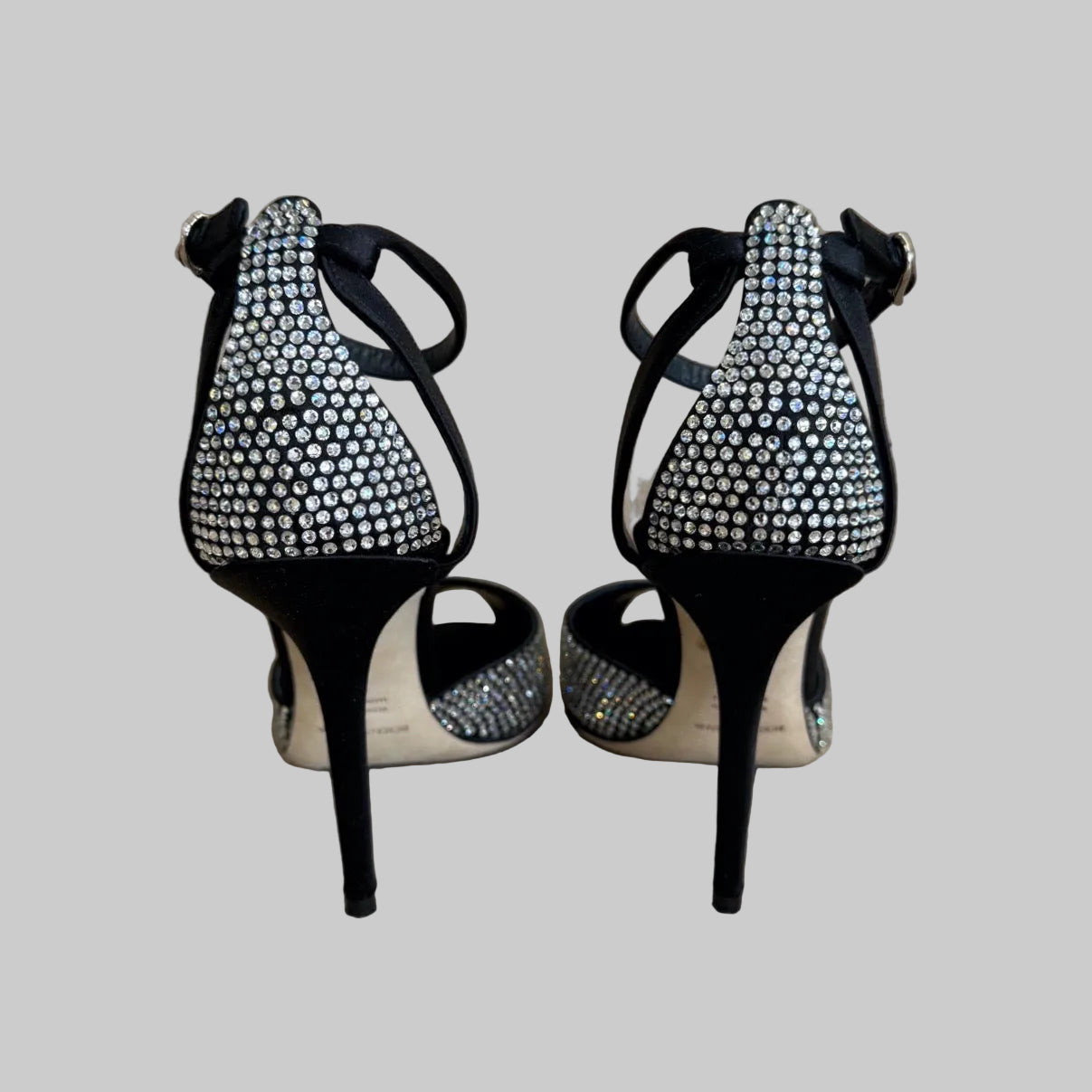 DOLCE & GABBANA Sandalo in raso nero con Swarovski