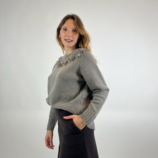 FFC Maglione in lana e cashmere con dettagli gioiello