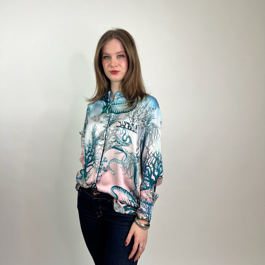 FOR RESTLESS SLEEPERS Camicia in seta stampa coralli