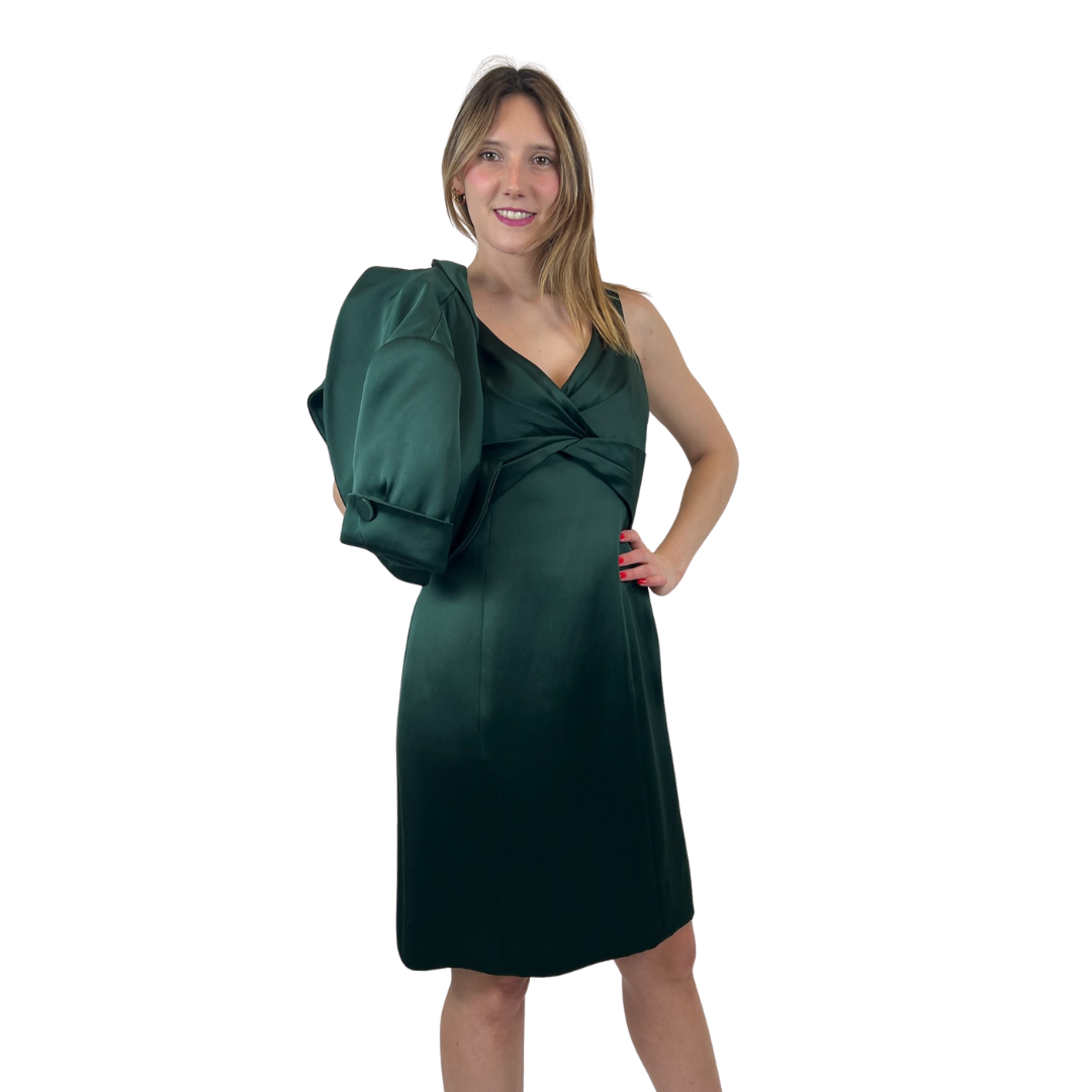 GIORGIO ARMANI Completo abito in raso verde scuro