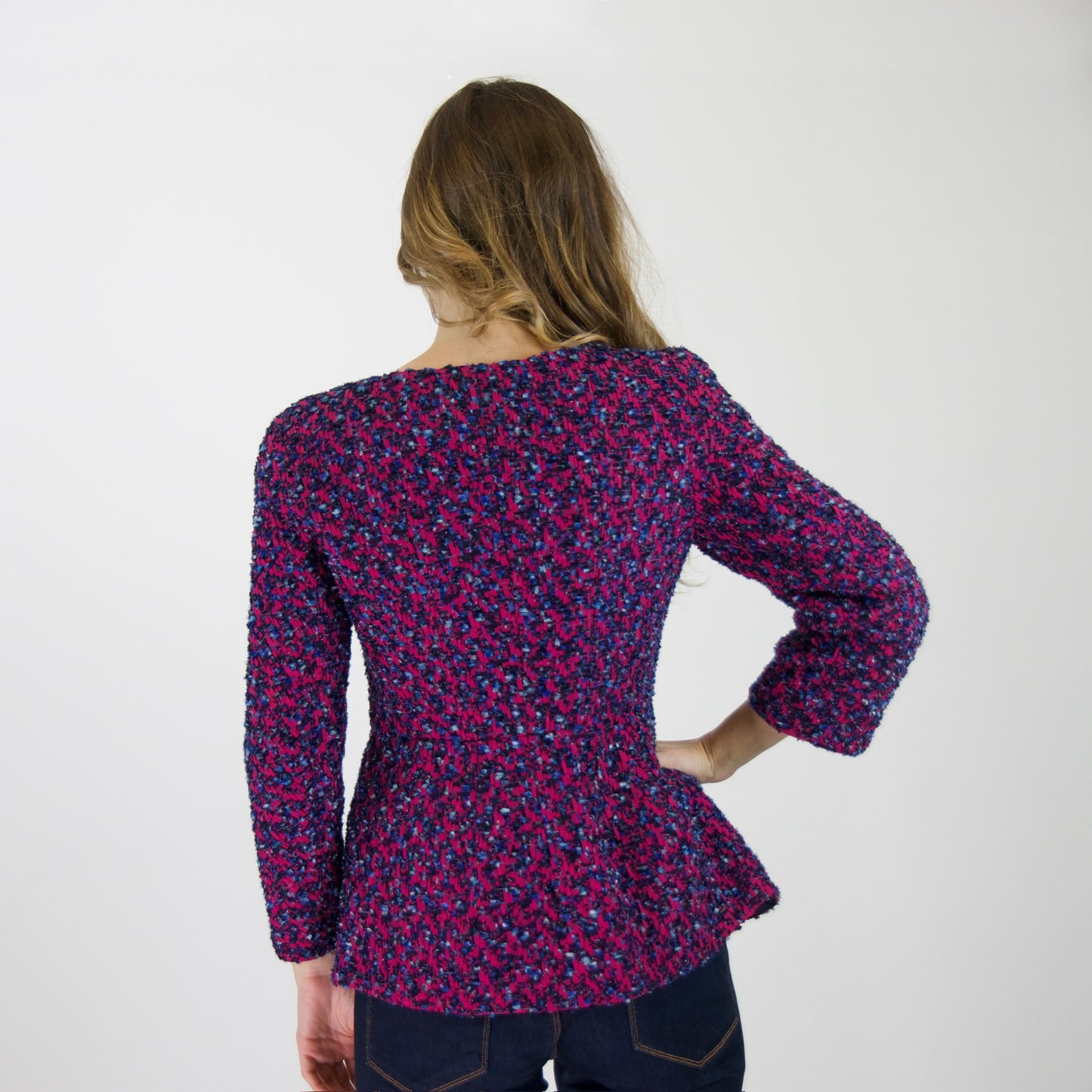 GIORGIO ARMANI Giacca in tweed rosa pink e blu