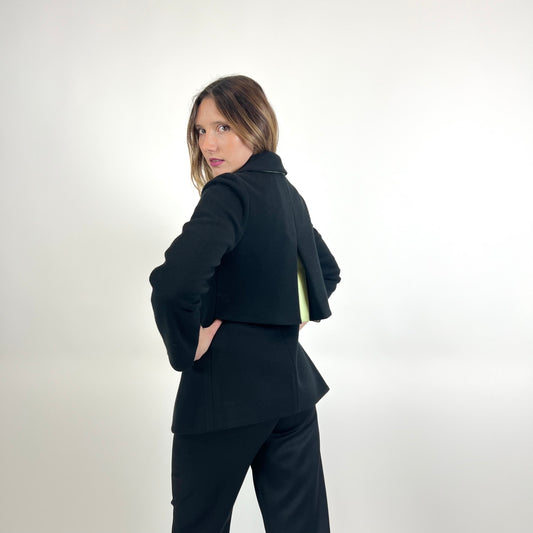 GIORGIO ARMANI Giacca nera con dettagli verde lime