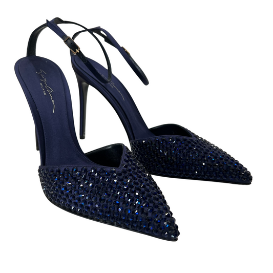 GIORGIO ARMANI Scarpa decolté in raso blu notte