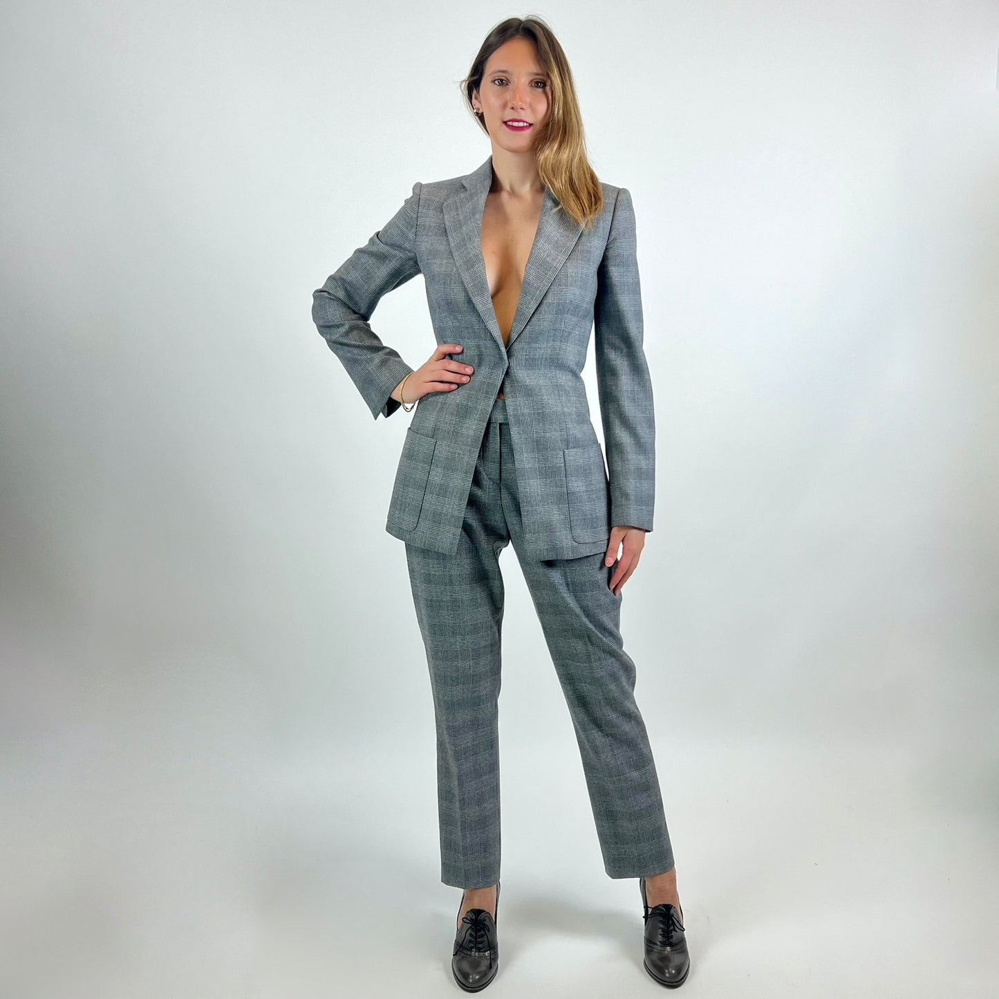 GIORGIO ARMANI Tailleur in prince de galles grigio