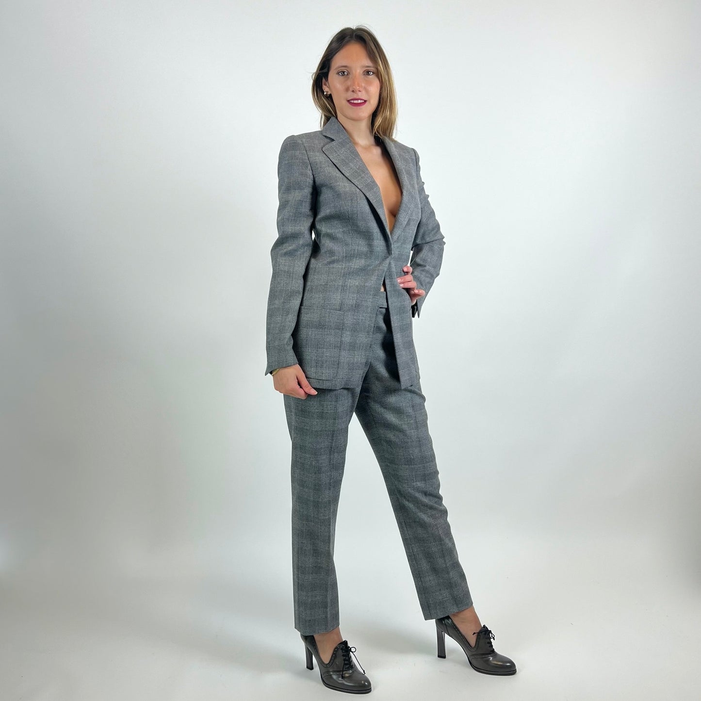 GIORGIO ARMANI Tailleur in prince de galles grigio