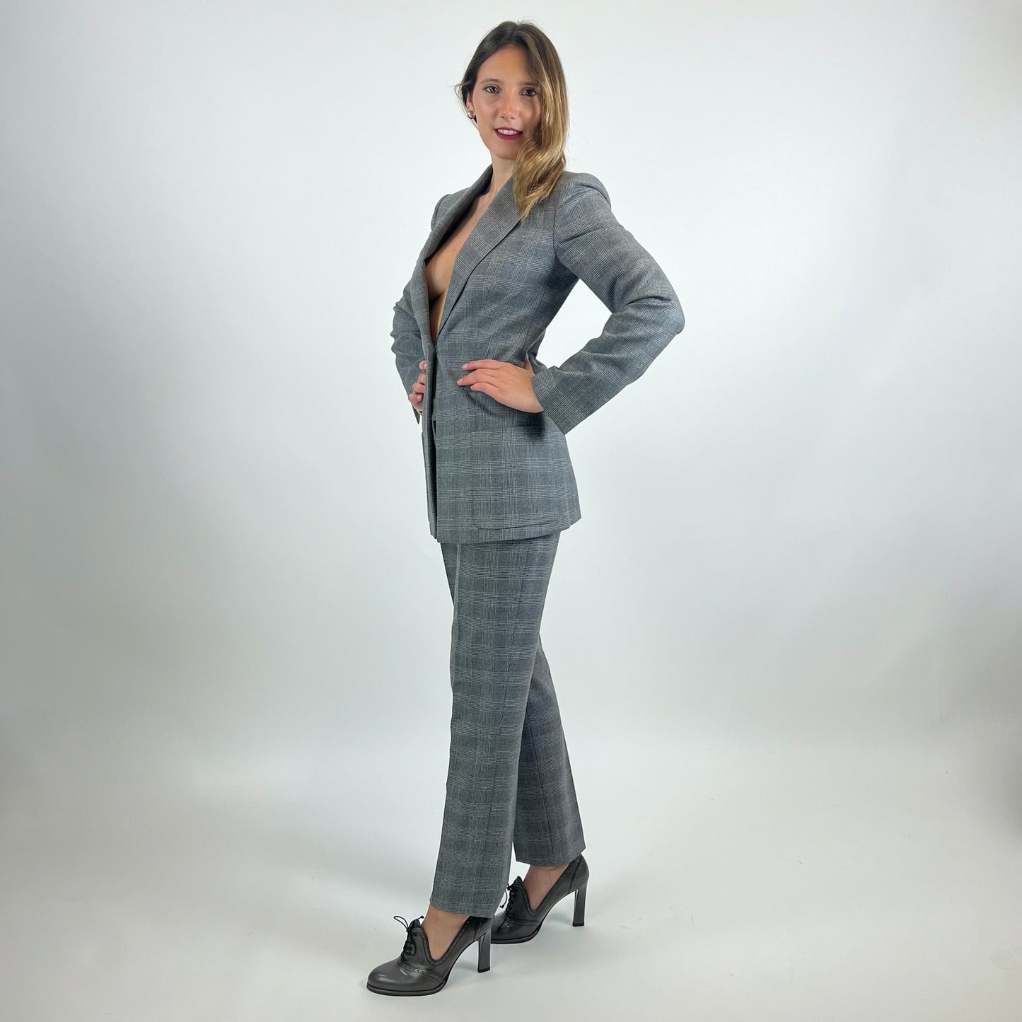 GIORGIO ARMANI Tailleur in prince de galles grigio