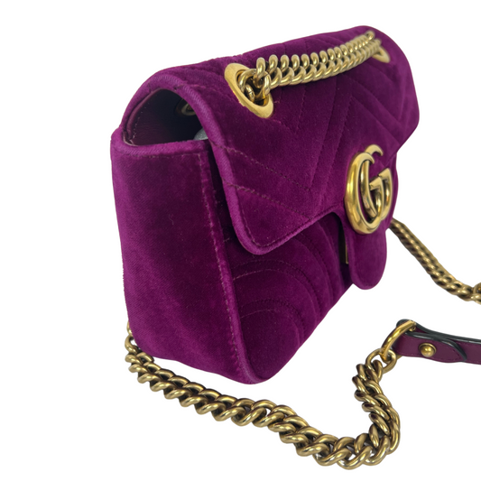 GUCCI Borsa Marmont velvet mini ciclamino