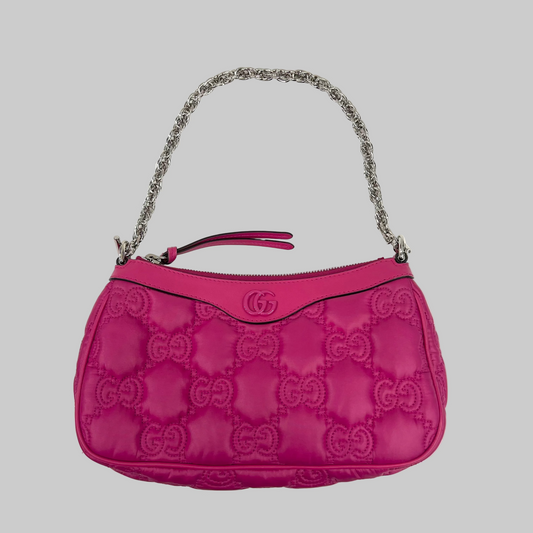 GUCCI Borsa in tessuto trapuntato fucsia logata