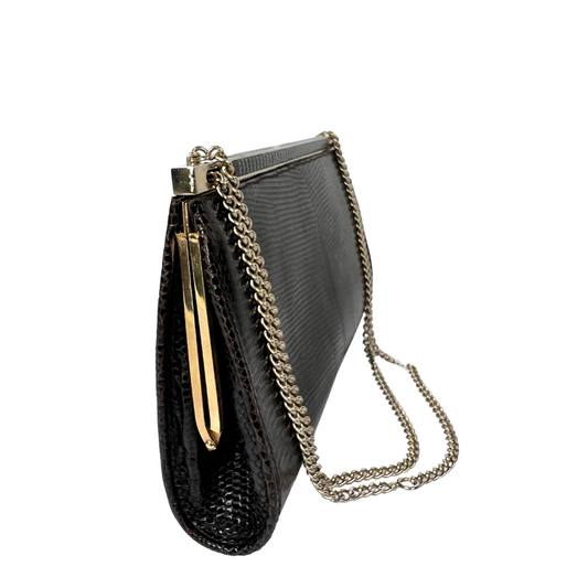 GUCCI Borsa pochette vintage in pelle pregiata marrone