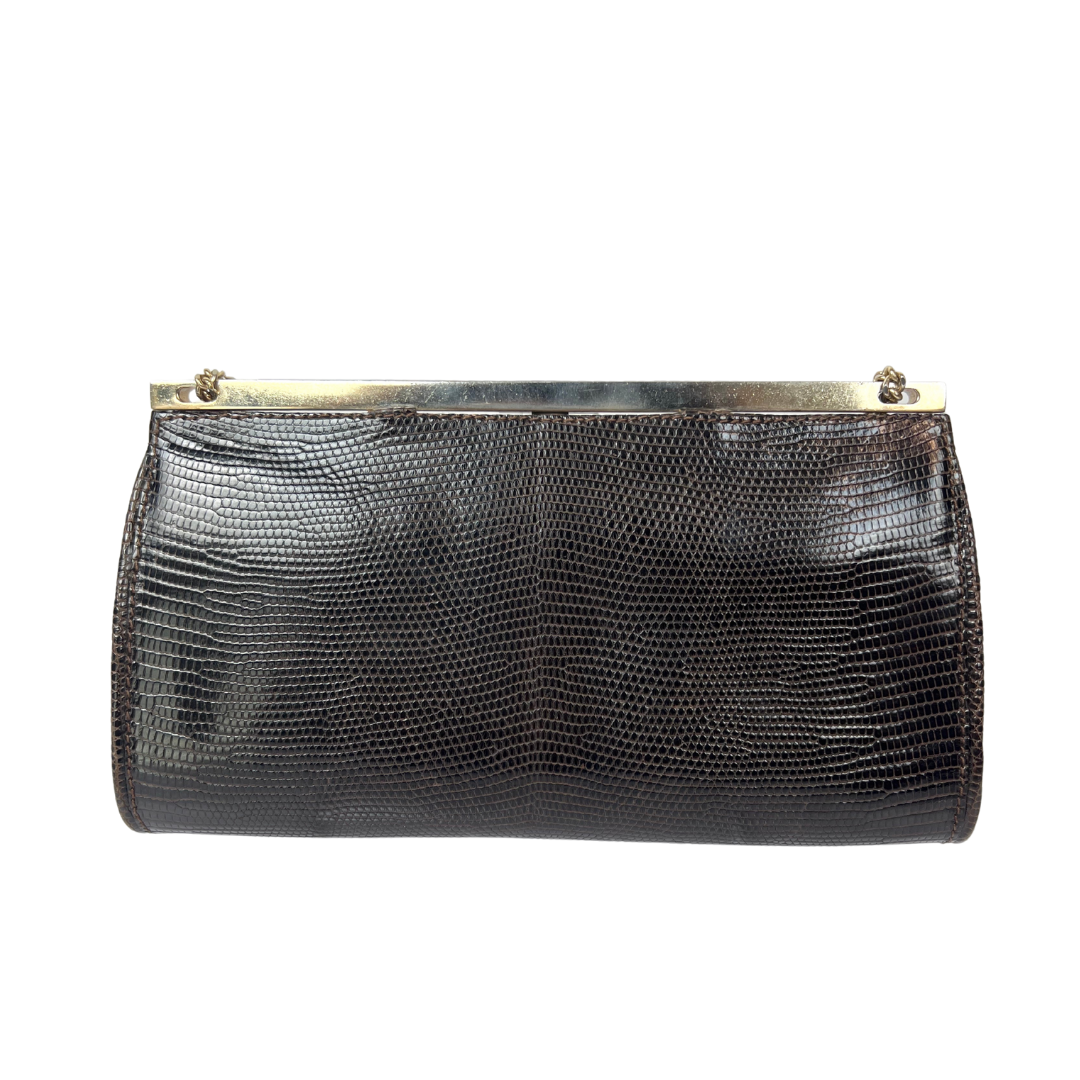 GUCCI Borsa pochette vintage in pelle pregiata marrone