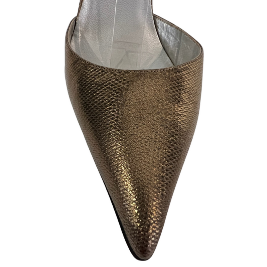 GUCCI Scarpa decolté in pelle color bronzo