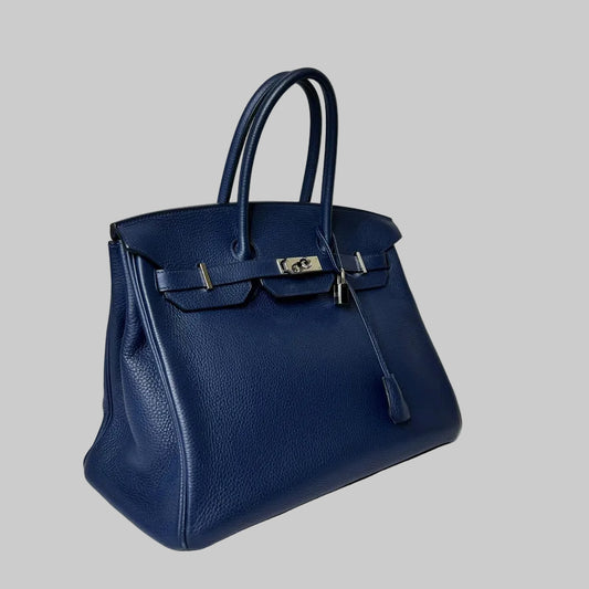HERMES Borsa Birkin 35 bluette in pelle togo
