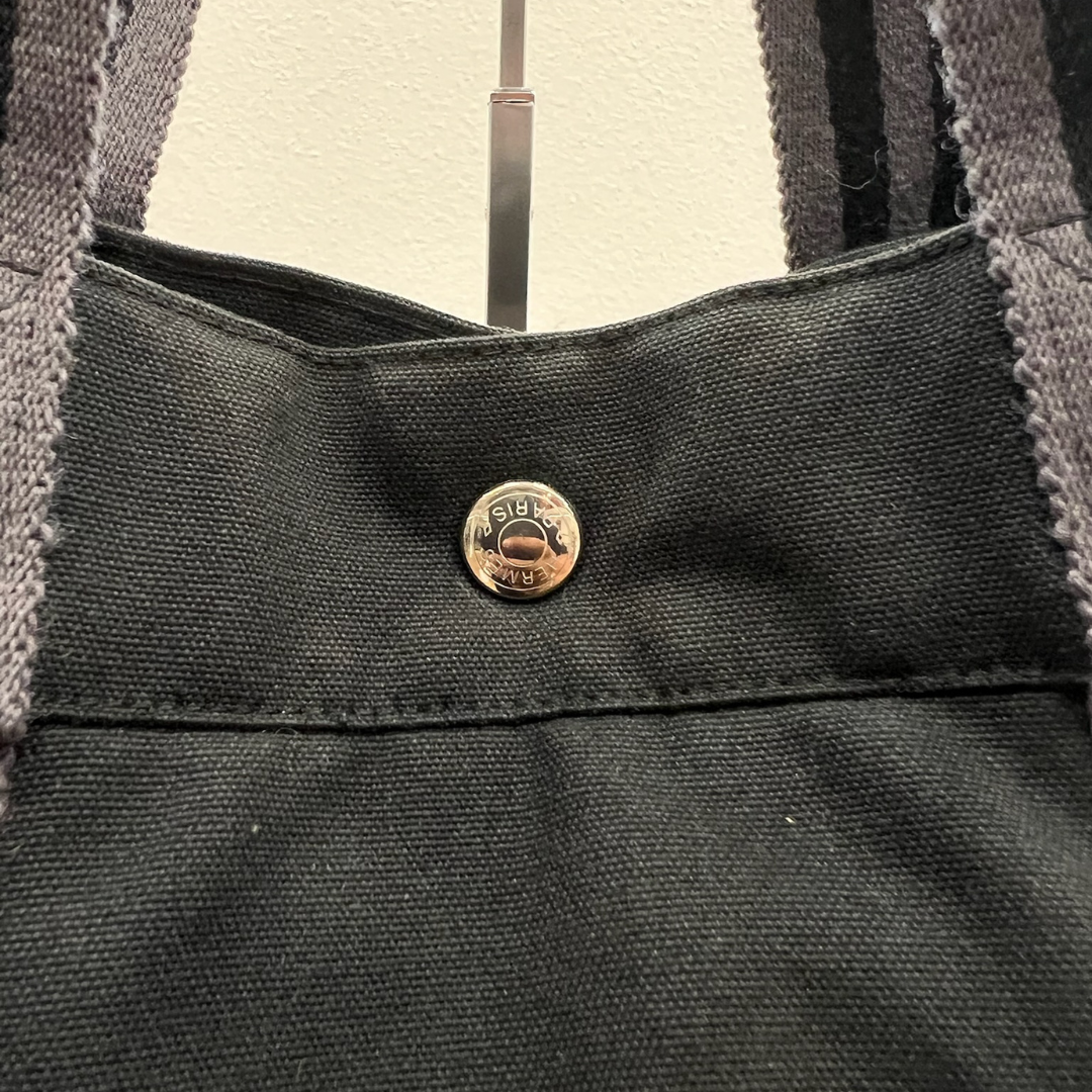HERMES Borsa shopping nera in canvas
