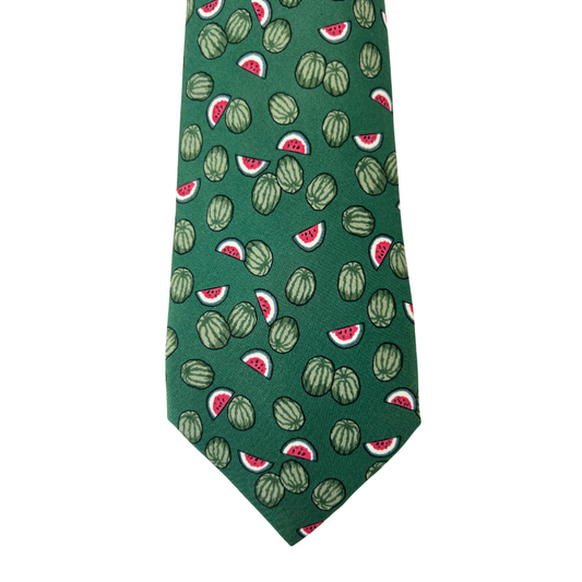 HERMES Cravatta seta verde con angurie