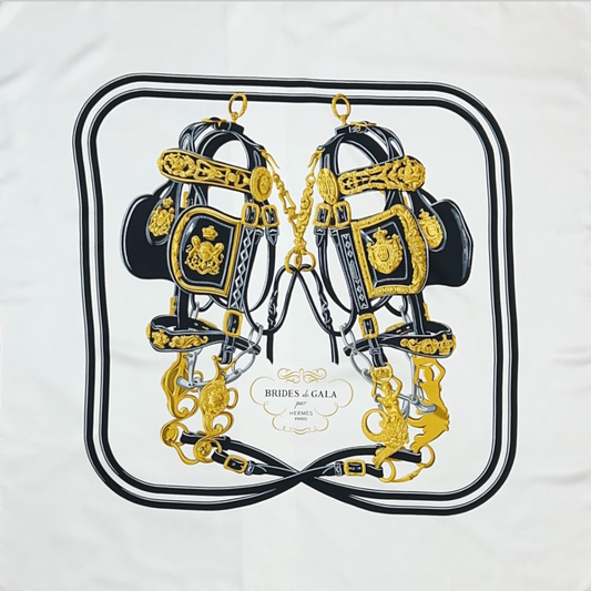 HERMES Foulard carrè in seta bianco Brides de Gala