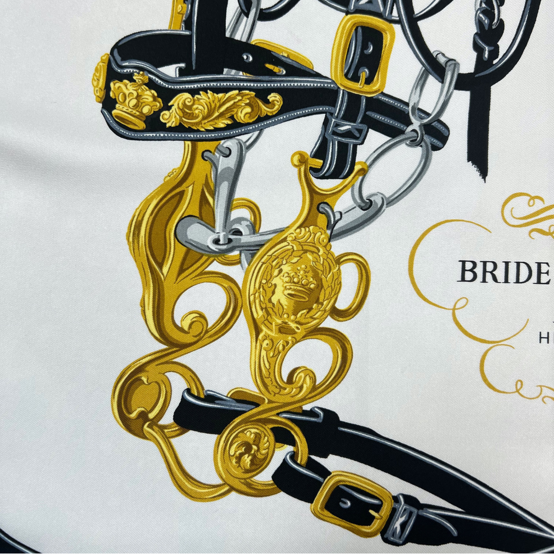 HERMES Foulard carrè in seta bianco Brides de Gala