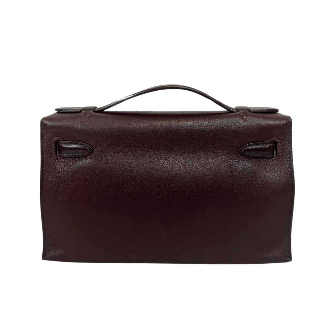 HERMES Pochette Kelly in pelle Epson marrone
