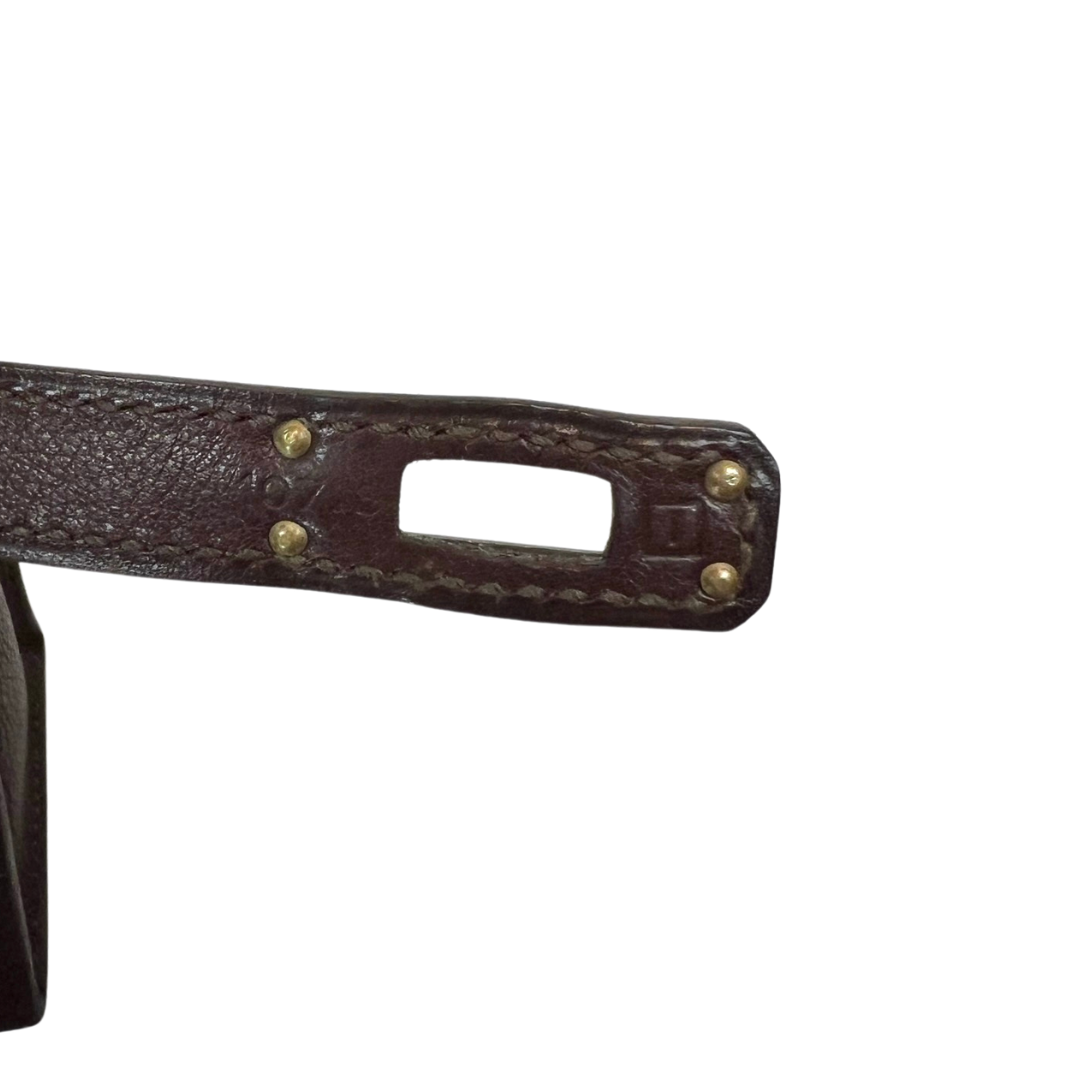HERMES Pochette Kelly in pelle Epson marrone