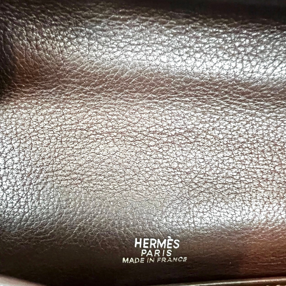HERMES Pochette Kelly in pelle Epson marrone