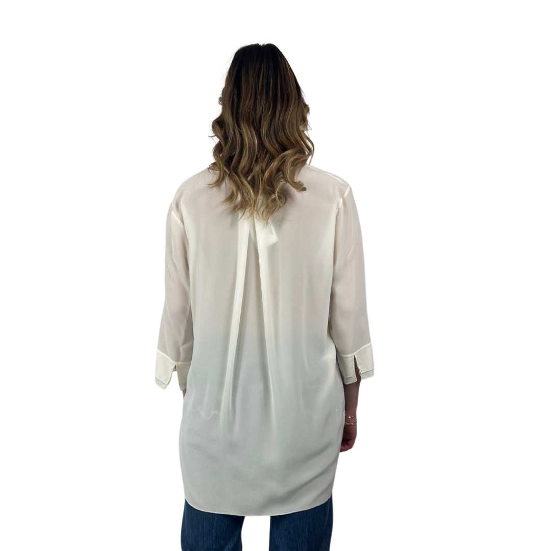 HER SHIRT Camicia casacca in seta bianca