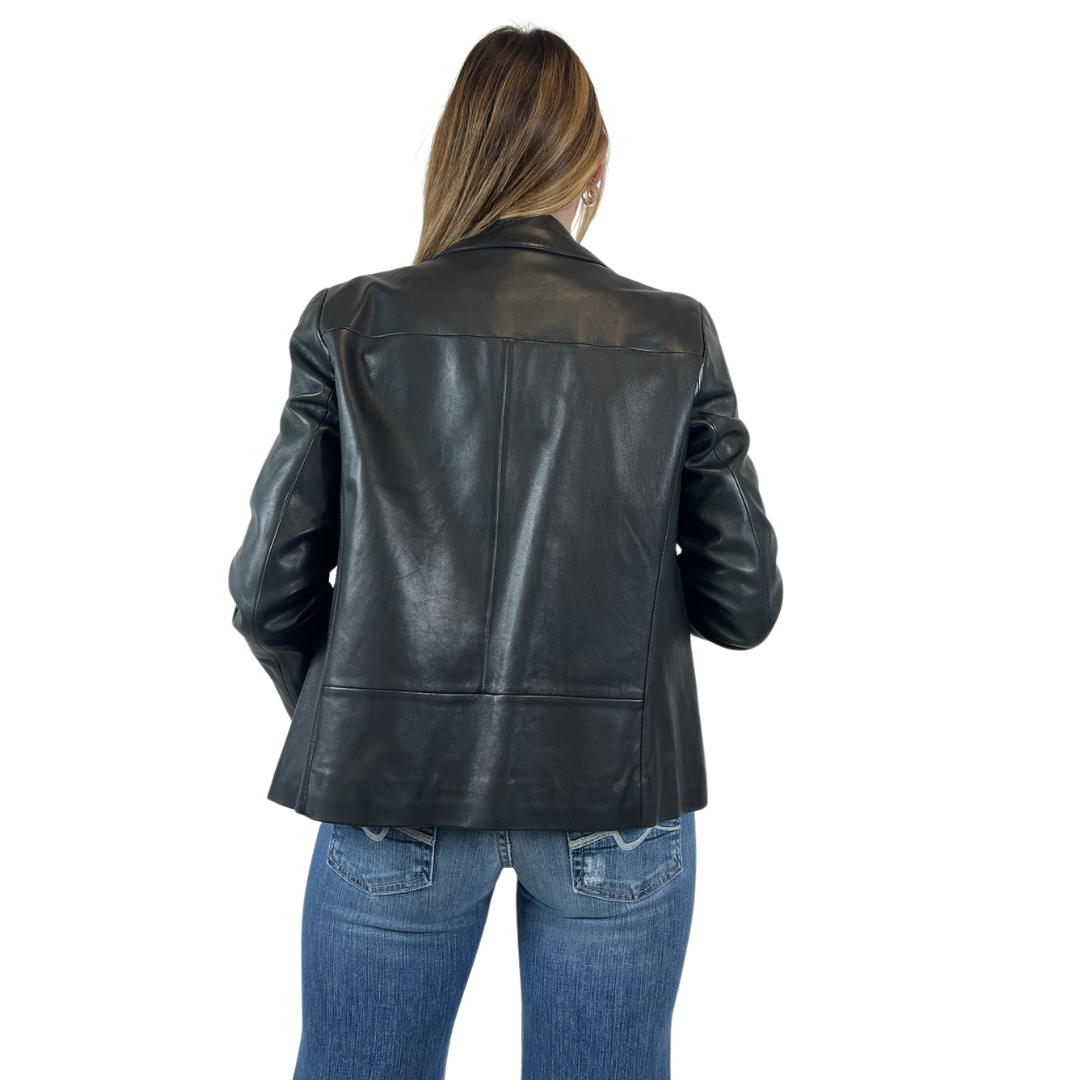 HUGO Giacca bikers in pelle nera