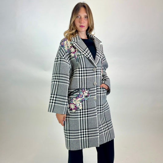 ZUHAIR MURAD Cappotto pied de poule con ricami gioiello