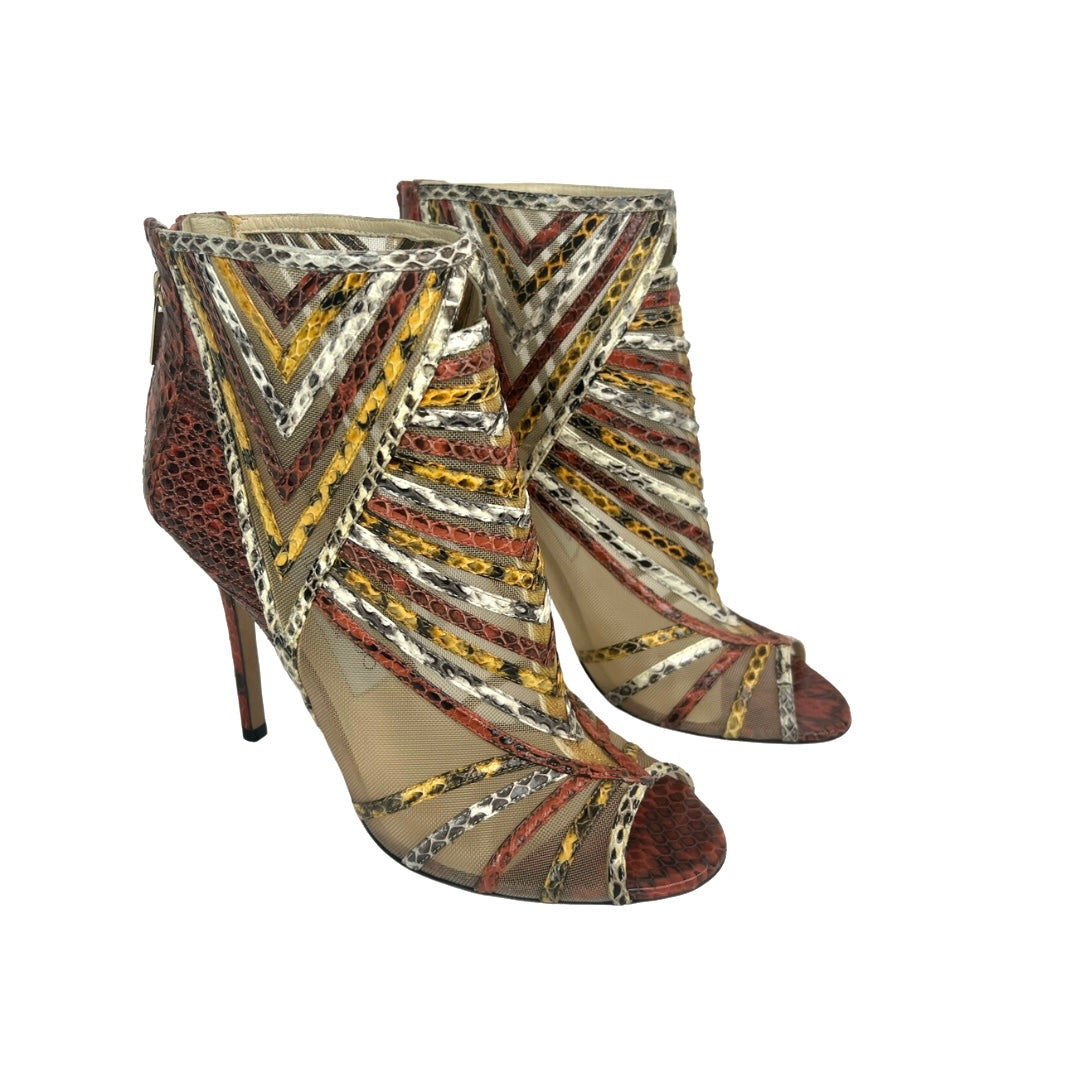 Scarpa stivaletto in pelle di pitone animalier e rete nude tacco stiletto zip Brand: Jimmy Choo Taglia: 38 Altezza tacco: 10,5 cm Condizioni: Pari al nuovo