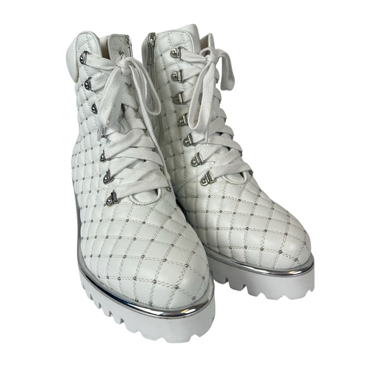 KELTON Scarpa anfibio in pelle bianca