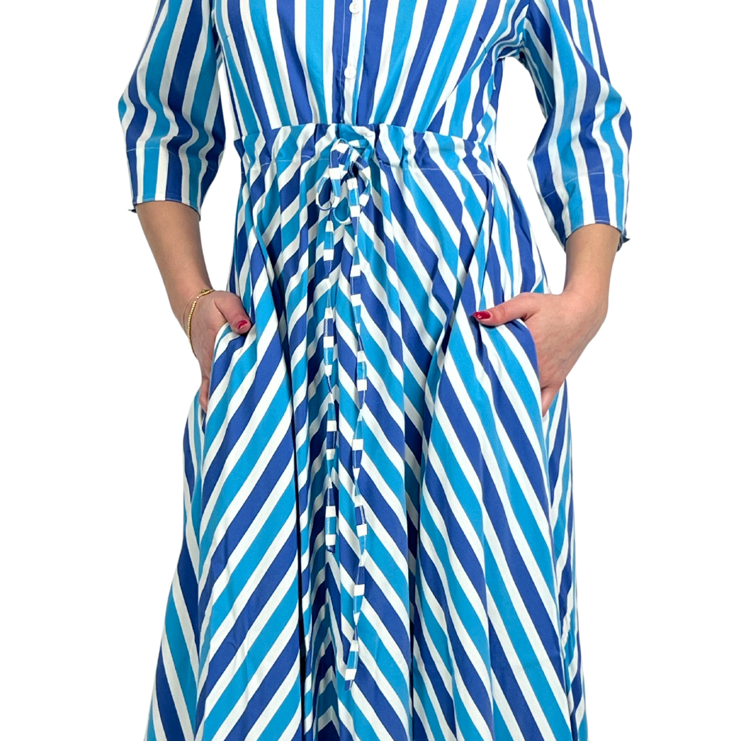LAVI Abito lungo rigato azzurro