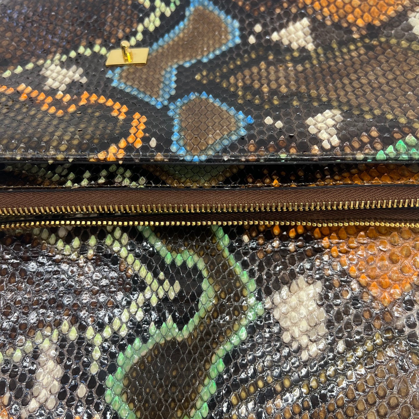 LA PRIMA Borsa rettangolare in pitone multicolor