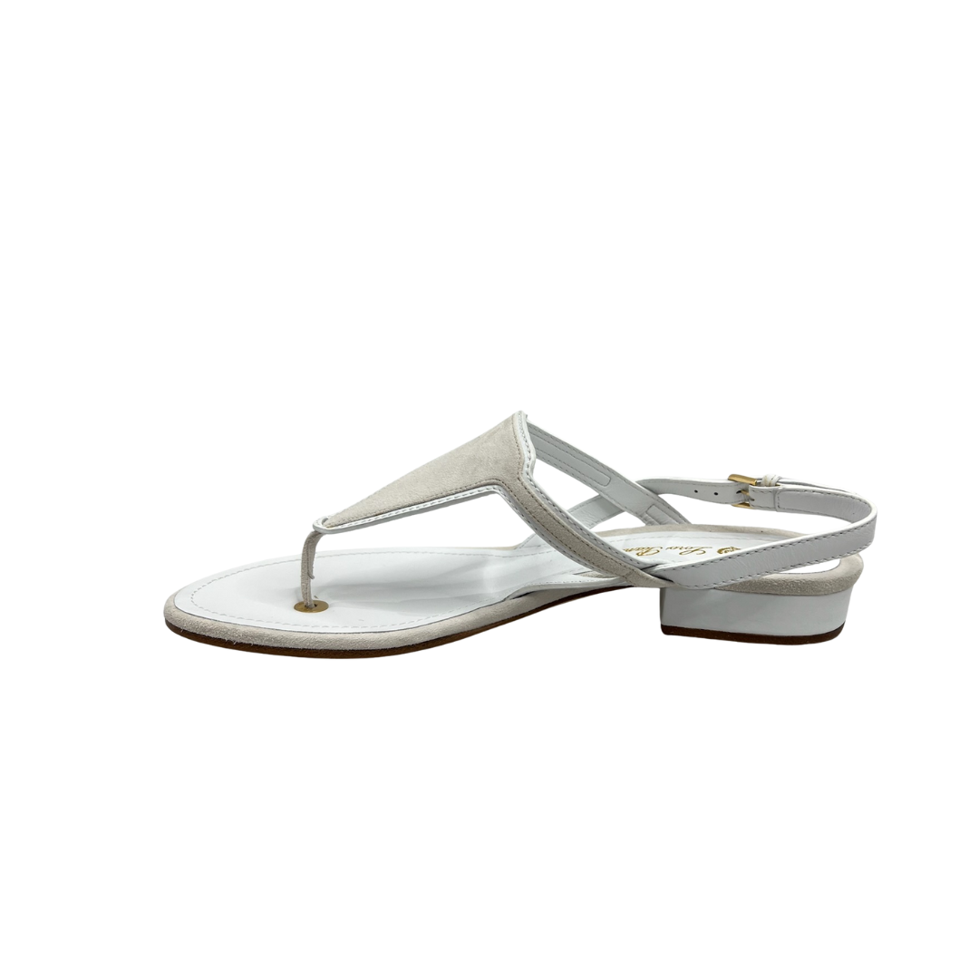 LORO PIANA Scarpa infradito in pelle bianca scamosciata