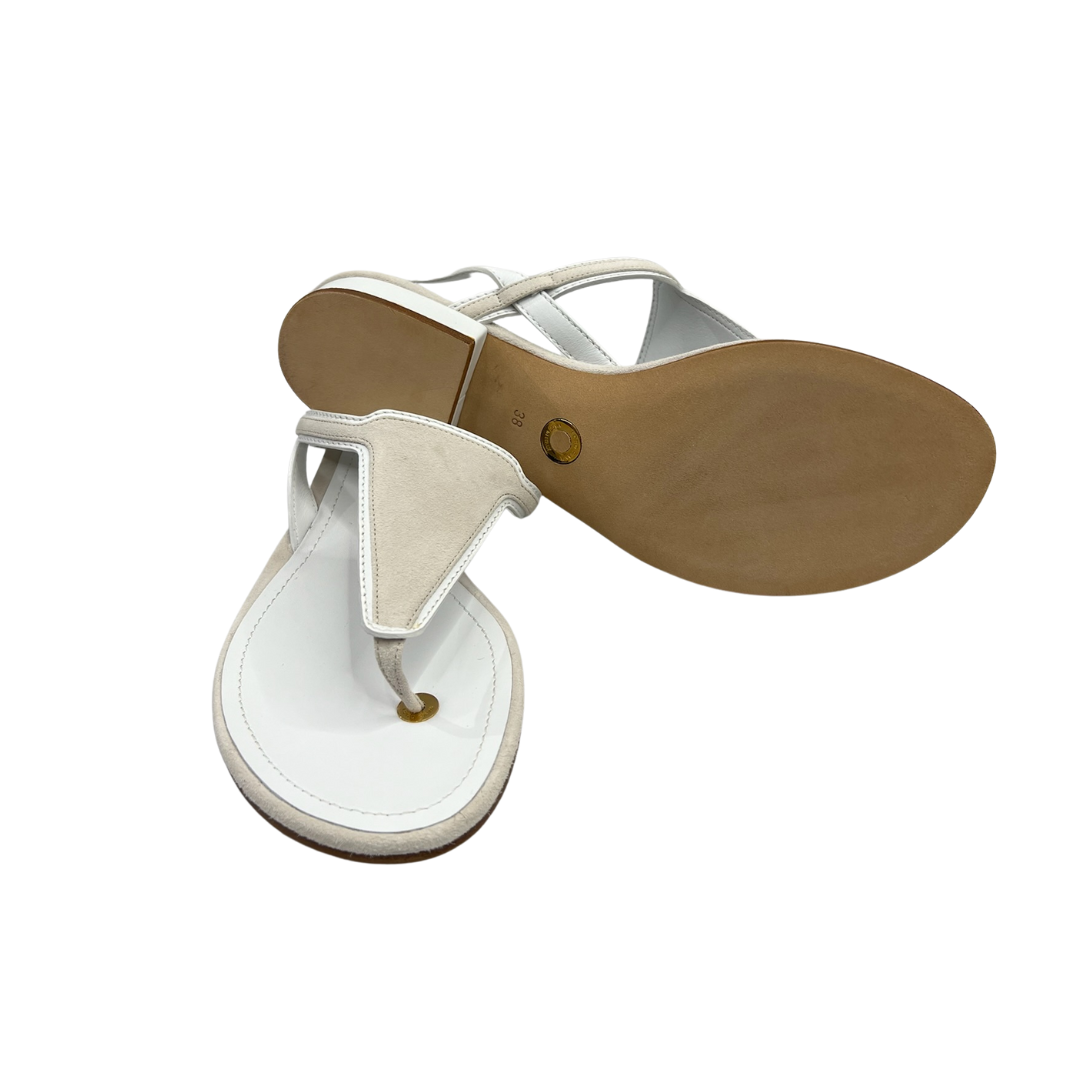 LORO PIANA Scarpa infradito in pelle bianca scamosciata